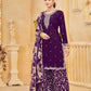 Rajwada Purple Silk Blend Embroidered Semi-Stiched Kurta Set For Women