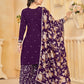 Rajwada Purple Silk Blend Embroidered Semi-Stiched Kurta Set For Women