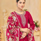 Rajwada Red Silk Blend Embroidered Semi-Stiched Kurta Set For Women