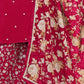 Rajwada Red Silk Blend Embroidered Semi-Stiched Kurta Set For Women