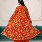 Rajwada Orange Georgette Embroidered Semi-Stiched Co-Ord Set For Women
