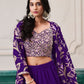 Rajwada Purple Georgette Embroidered Semi-Stiched Co-Ord Set For Women