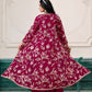 Rajwada Magenta Georgette Embroidered Semi-Stiched Co-Ord Set For Women