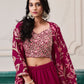 Rajwada Magenta Georgette Embroidered Semi-Stiched Co-Ord Set For Women