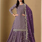 Rajwada Purple Art Silk Embroidered Semi-Stiched Kurta Set For Women