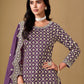 Rajwada Purple Art Silk Embroidered Semi-Stiched Kurta Set For Women