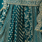 Rajwada Teal Art Silk Embroidered Semi-Stiched Kurta Set For Women