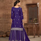 Rajwada Purple Chinon Embroidered Semi-Stiched Kurta Set For Women