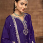 Rajwada Purple Chinon Embroidered Semi-Stiched Kurta Set For Women