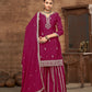 Rajwada Dark Magenta Chinon Embroidered Semi-Stiched Kurta Set For Women
