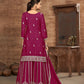 Rajwada Dark Magenta Chinon Embroidered Semi-Stiched Kurta Set For Women