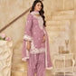 Rajwada Pink Silk Blend Embroidered Semi-Stiched Kurta Set For Women