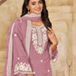 Rajwada Pink Silk Blend Embroidered Semi-Stiched Kurta Set For Women
