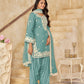 Rajwada Sea Green Silk Blend Embroidered Semi-Stiched Kurta Set For Women