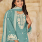 Rajwada Sea Green Silk Blend Embroidered Semi-Stiched Kurta Set For Women