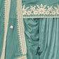 Rajwada Sea Green Silk Blend Embroidered Semi-Stiched Kurta Set For Women