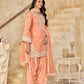 Rajwada Light Orange Silk Blend Embroidered Semi-Stiched Kurta Set For Women