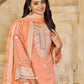 Rajwada Light Orange Silk Blend Embroidered Semi-Stiched Kurta Set For Women