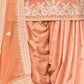 Rajwada Light Orange Silk Blend Embroidered Semi-Stiched Kurta Set For Women