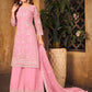 Rajwada Pink Net Embroidered Semi stitched Kurta Set with Inner For Women