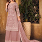 Rajwada Mauve Net Embroidered Semi stitched Kurta Set with Inner For Women