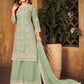Rajwada Green Net Embroidered Semi stitched Kurta Set with Inner For Women