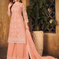 Rajwada Peach Net Embroidered Semi stitched Kurta Set with Inner For Women