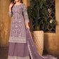 Rajwada Light Purple Net Embroidered Semi stitched Kurta Set with Inner For Women