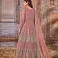 Rajwada Pink Net Embroidered Semi stitched Kurta Set with Inner For Women