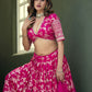 Rajwada Dark Pink Silk Blend Embellished Lehenga For Women