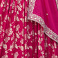 Rajwada Dark Pink Silk Blend Embellished Lehenga For Women
