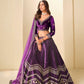 Rajwada Dark Purple Velvet Embellished Lehenga For Women