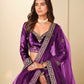 Rajwada Dark Purple Velvet Embellished Lehenga For Women