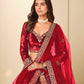 Rajwada Maroon Velvet Embellished Lehenga For Women