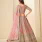 Rajwada Dusty Pink Silk Blend Embellished Lehenga For Women