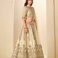 Rajwada Ivory Silk Blend Embellished Lehenga For Women