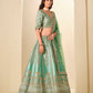 Rajwada Green Silk Blend Embellished Lehenga For Women