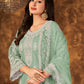 Rajwada Green Net Embroidered Semi stitched Kurta Set with Inner For Women