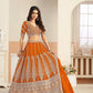 Rajwada Orange Georgette Embellished Lehenga For Women