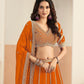 Rajwada Orange Georgette Embellished Lehenga For Women