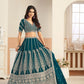 Rajwada Deep Teal Georgette Embellished Lehenga For Women