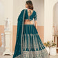 Rajwada Deep Teal Georgette Embellished Lehenga For Women