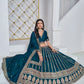Rajwada Deep Teal Net Embellished Lehenga For Women