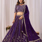 Rajwada Deep Purple Georgette Embellished Lehenga For Women