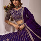 Rajwada Deep Purple Georgette Embellished Lehenga For Women