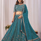 Rajwada Teal Blue Georgette Embellished Lehenga For Women
