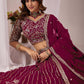 Rajwada Wine Georgette Embellished Lehenga For Women