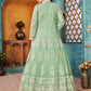 Rajwada Green Net  Embroidered Semi stitched Kurta Set with Inner For Women