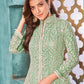 Rajwada Green Net  Embroidered Semi stitched Kurta Set with Inner For Women