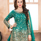 Rajwada Teal Tafeta Embellished Semi stitched Kurta Set For Women
